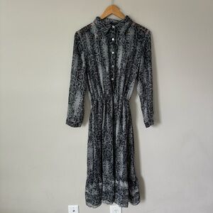 Elegant Gray Snake Print Dress